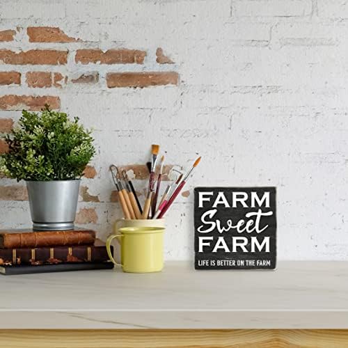 Inspirativna drvena kutija natpis plak farmi Sweet Farm Život je bolji na farmi Wood Box Sign Rustikalna umjetnička polica za polica