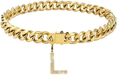 Dopetie zlatni lanac za pseće ogrlica Personalizirano pismo o ogrlici za pse s bling -cirkonima metalna kubanska veza za srednje i