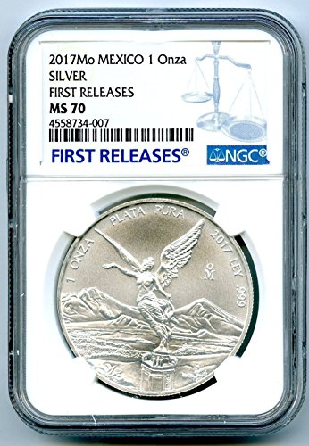 2017. o Mexico Mo Libertad 1 oz Onza .999 Fine Silver Coin First Objave Silver MS70 NGC