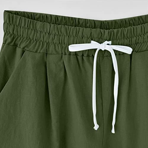 Spandex kratke hlače za žene za žene tiskane ljetne pamučne hlače s visokim strukom plus kratke hlače za vezanje