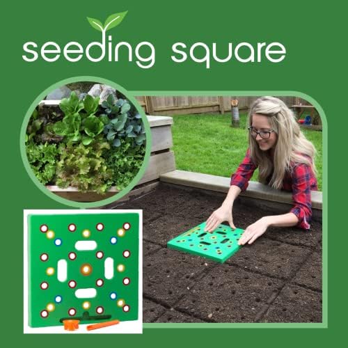 Kvadrat sjemenke - Predložak sjemenki sjemenki za maksimalnu žetvu - komplet alata za vrtlarstvo kvadratnih metara - Uključuje: U boji