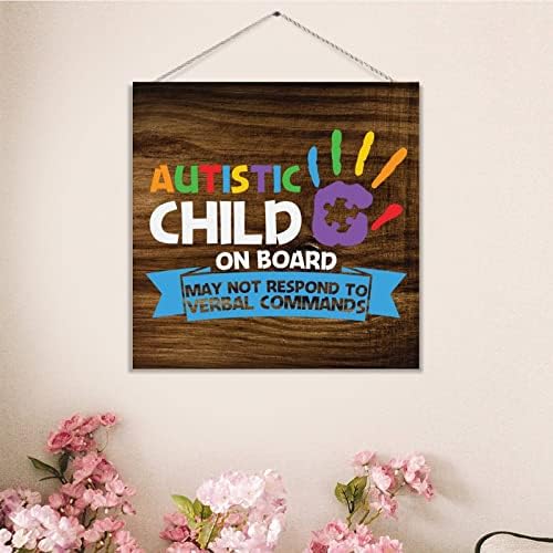 Autistično dijete na brodu rustikalni zidni dekor dekor autizam znak zagonetka komad autistična podrška drveta seoska kuća drvena ploča