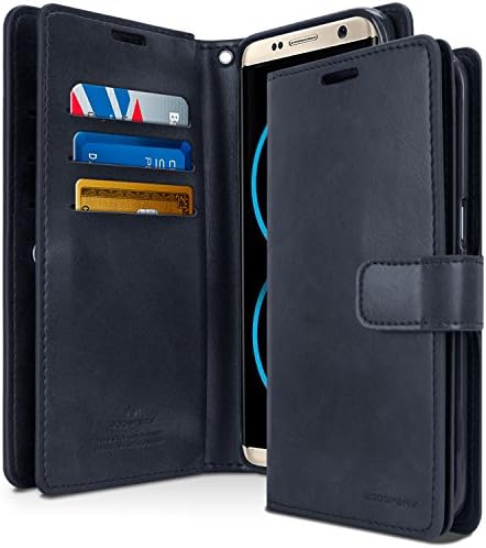Novčanik Goospery Mansoor za Samsung Galaxy S8 Plus Case Dvosmjerni držač za kartice s gornjim poklopcem - Tamno plava