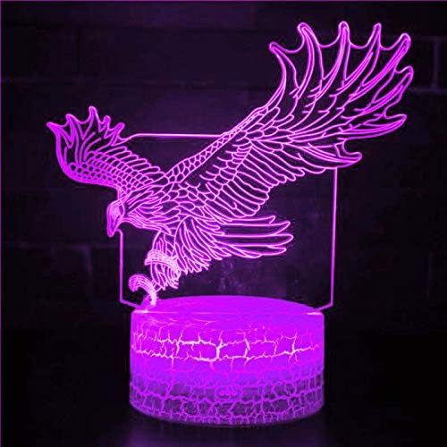 Jinnwell 3D OWL Eagle Night Light Lamp Illusion Night Light 7 Boja Promjena boja prekidač za stol za stol za uređenje lampica Poklon