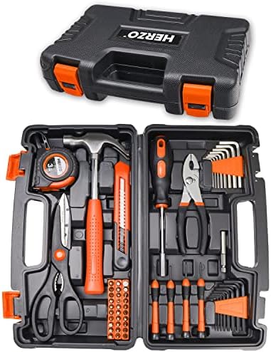 Herzo 56 komada set alata za popravak kuće, opći komplet za alate za ruke za muškarce za muškarce/automatsko popravljanje i uradi sam
