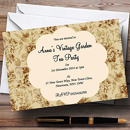 Vintage Garden Tea Party Personalizirane pozivnice za zabavu