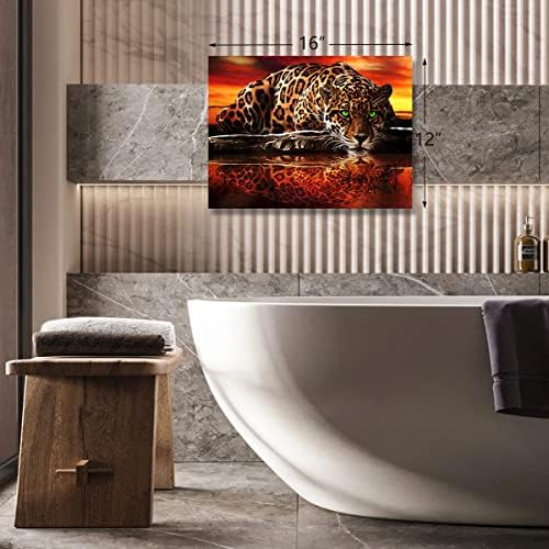 Afrički zidni zid Umjetnost kupaonice atraktivan leopard gepar zidni dekor Luksuzno umjetničko djelo za dnevnu sobu spreman za objesiti