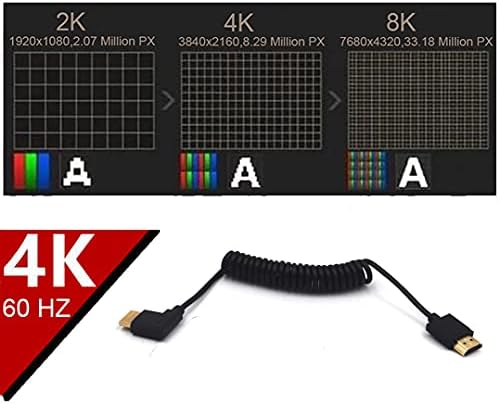 Kework 3,9ft HDMI 4K namotani kabel, HDMI 2.0 Verzija HD kabel velike brzine, desni kut od 90 stupnjeva HDMI mužjak do HDMI mužjaka