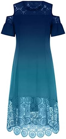 Ženske ljetne haljine Plus Size s ramena, čipkasta gradijentna Maksi haljina s volanima na rukavima 2023, elegantna sundress