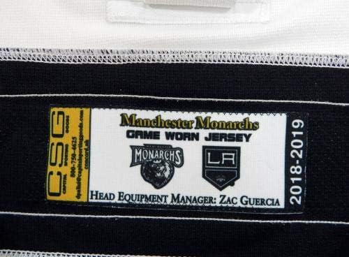 2018-19 Manchester monarhi Eric Schurhamer 5 Igra se koristio istrošeni bijeli Jersey - igra korištena NHL dresova