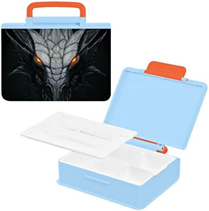 Alaza Dark Dragon Face Magic Bento kutija za ručak bez BPA bez propuštanja kontejnera za ručak s vilicom i žlicom, 1 komad