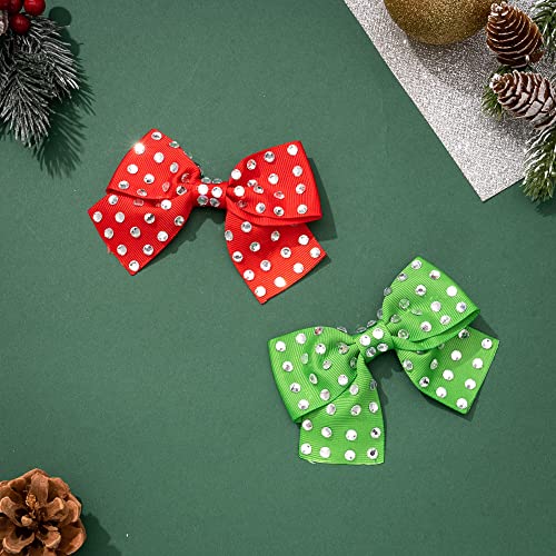 Madison Tyler 3pcs božićne isječke za kosu za djevojčice, sjajni cheer Bow barrettes zlato crveno zeleni dekor za dekor za djevojke