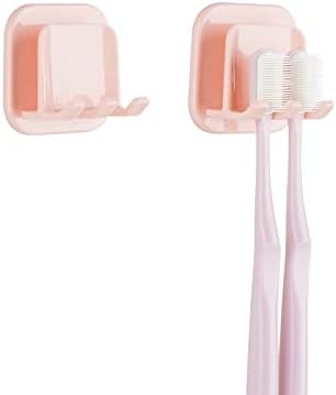 2 PCS samo-zaljepljiva držača za četkice za zube zidna ugrađena, vodootporna četkica za zube, 2 u 1 s vješalicom četkice za zube i