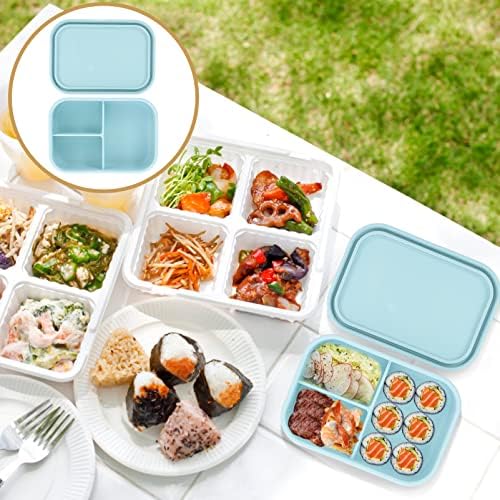 OpeRitacx loncheras para niños bento kutija, silikon, spremnik za ručak od 3 odjeljka, salata otporna salata za odrasle, mikrovalne