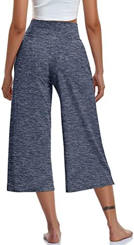 Ženske casual široke joga kapri hlače s križnim strukom visokog struka široke mekane pidžame trenirke s džepovima