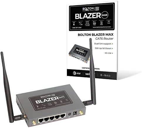 Bolton Technical Blazer Max | 4G LTE CAT6 WIFI 6 Prijenosni stanični usmjerivač | Do 1,2 Gbps brzine za Verizon, T-Mobile, AT&T