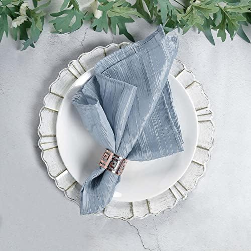 EFavormart Pack od 5 - prašnjava plava harmonika Crinkle Tafteta salvete - besprijekorna metalna glint - Savršeno za svadbene ceremonije,