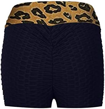 Foviguo žene dizanje hip -a leopard print kratke hlače za šivanje mjehurića bešavne joge kratke hlače seksi trčanje trenirke