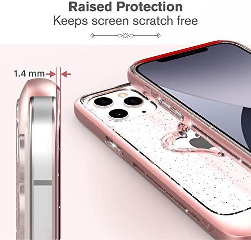 Vena vlove Glitter Clear Case Kompatibilno s Apple iPhoneom 12 / iPhone 12 Pro, Oblik srca s dvostrukim slojem Slim Hybrid Clear BUMPER