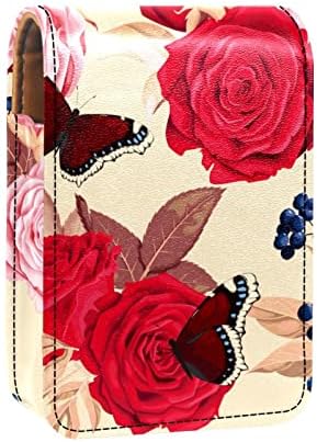 Leptir ruža prijenosni mini šminka ruž za usne ključ putna torbica od umjetne kože Sjajilo za usne torba za žene djevojke
