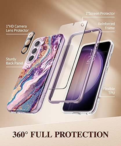 GViewin kompatibilan sa slučajem Samsung Galaxy S23 sa zaštitnikom zaslona + zaštitnik objektiva kamere, [21ft vojni razred testa]