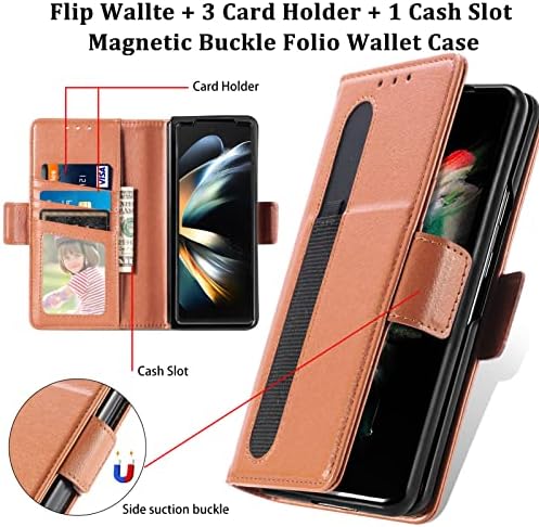 Torbica-novčanik Guzhthi za Samsung Galaxy Z Fold 4 5G sa s Pen, visećim poklopcem-folio od umjetne kože s držačem za kartice i postoljem,
