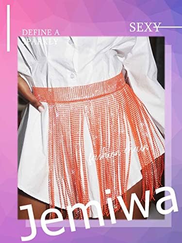 Jemiwa Rhinestone tassel suknja kristalni trbušni pojas pojas blistavi lanac suknje rubni kuk šal rave belts outfit za žene