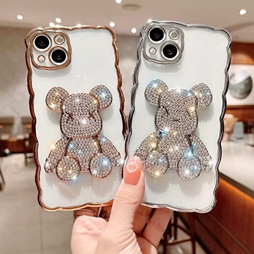 Kompatibilno s iPhoneom 13 Pro telefona kućište bombona medvjed Kaws Kawaii Shiny Diamond Slatki 3D medvjed crtani telefon Telefon