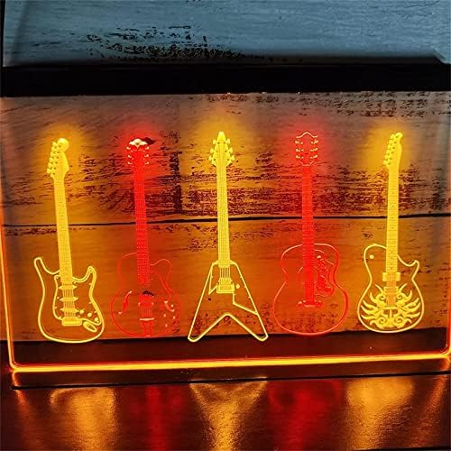 DVTEL Band gitara neonski znak LED modeliranje svjetlosnih slova natpisa akrilna ploča Neonsko ukrasno svjetlo, 40x30 cm hotel restoran