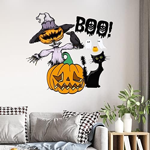 Naljepnice za Noć vještica akvarel bundeva fenjer dekor Crna mačka šišmiš Dobrodošli naljepnice za Noć vještica uklonjivi poster zidna