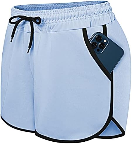 Ženske sportske kratke hlače za vježbanje i trčanje s pojasom u struku i džepovima