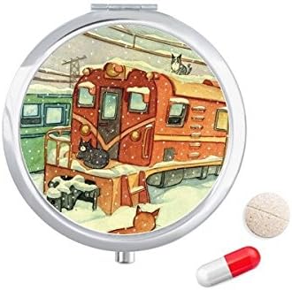 Miaoji slika mačka zimski vlak za snijeg kutija za tablete džepna kutija za pohranu lijekova spremnik za doziranje