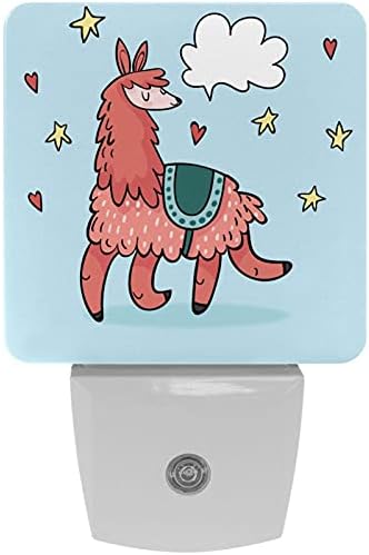 Slatka alpaca Happy Trčanje Star Heart Blue Lid Night Light, dječja noćna svjetla za utikače u spavaćoj sobi u zidnu noćnu svjetiljku