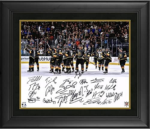 Vegas Golden Knights uokviren Autografirano 16 x 20 nastupne sezone Stick pozdrava fotografija sa 26 potpisa - Autografirani NHL štapići