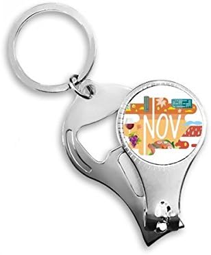 Studeni mjesec sezona ilustracija noktiju za nokat ring ključeva otvarač za bočicu za bočicu