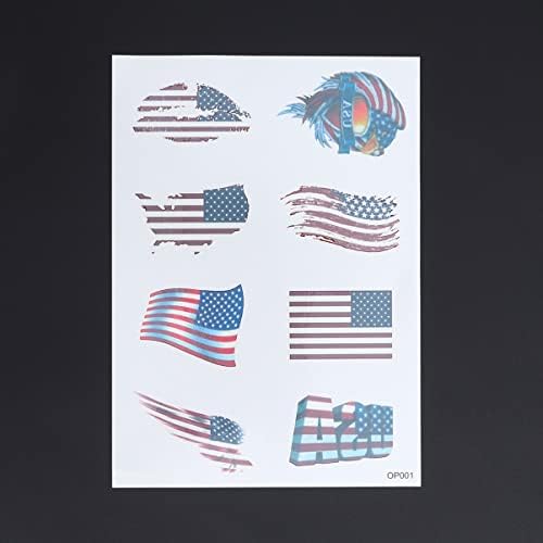Lioobo 5pcs Naljepnice za tetovažu američke zastave 4. srpnja Dan neovisnosti Patriotske privremene tetovaže USA tetovaže za djecu