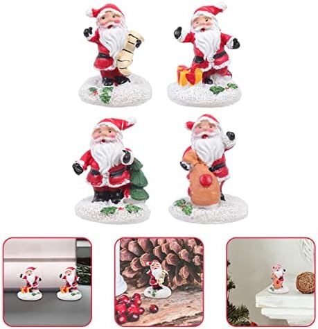Kisangel 4PCS Božićne minijaturne figurice ukras mikro pejzažna smola minijatura Santa figurice ukrasnih igračaka