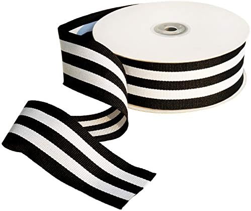 Crno-bijela taffy prugasta tkanina Grosgrain vrpca 1-1/2 inča široka 25 metara crna prugasta vrpca za buket favorita novogodišnje darovi