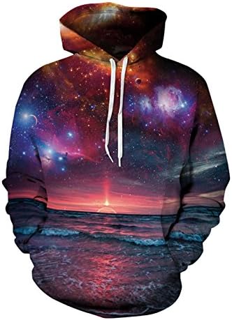 Qinglemon muški uzorci s kapuljačom Printajte galaksije dukserice džepni pulover 3d kapuljače