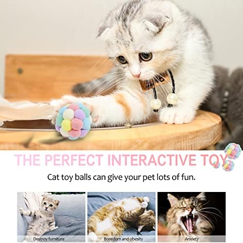 Igračka za mačje kuglice s mačjim loptama, 3pcs ručno rađene šarene vunene pređe kuglice SML veličina za mačke koje rade igračke za