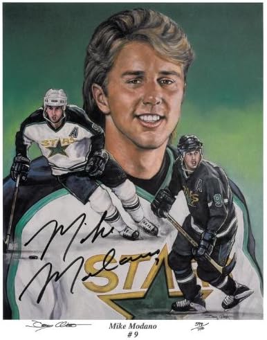 Mike Modano Autographid Minnesota North Stars 11x14 Litograf
