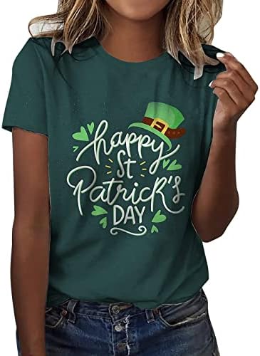 Tunika vrhovi za žene trendi St. Patrick's Day Print Dressy Tee Majica O-Neck kratki rukavi labavi fit casual majica