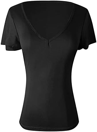 Fragarn Crop Tops za žene, ženski ljetni ležerni vitki duboki V-izrez čvrste boje majice kratkih rukava za žene vrhovi za žene