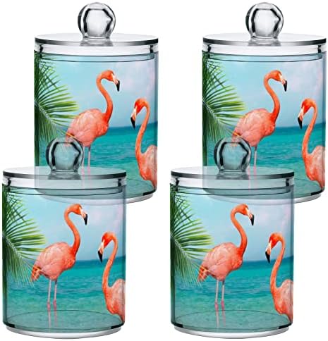 Flamingos plavi morski listovi pamučni držač za tampon za kupaonicu Staklenke s poklopcima s poklopcima Postavite pamučni kuglični