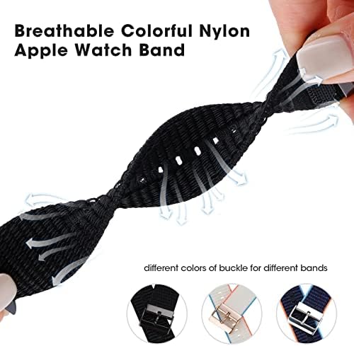 Nylon Watch Band kompatibilan s Apple Watch Bandom 38 mm 40 mm 41 mm 42 mm 44 mm 45 mm, podesivi sportski bendovi za muškarce i žene