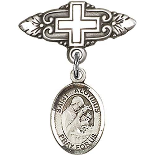 Dječja značka od čistog srebra sa Svetim privjesak za ključeve Alojzija Gonzage i pribadača za križnu značku od 1 inča 3/4 inča
