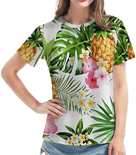 Ženska jednobojna košulja A. M. Nova 2023. Ženska ljetna scena s printom cijelog tijela široki Okrugli vrat ananas puna ženska košulja